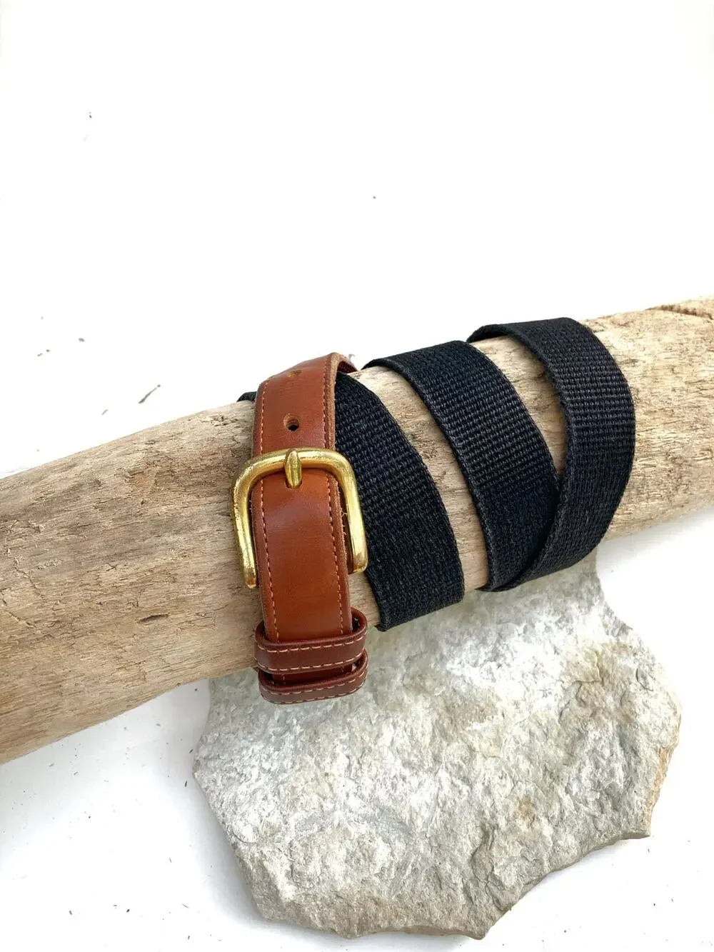 Vintage Coach Black Web Leather Belt Brass Buckle Mens Unisex Rugged Prep 3819